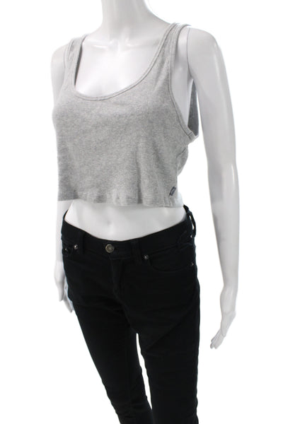 TNA Women Cropped Sleeveless Tank Gray Cotton Blend 90s Size 2XL