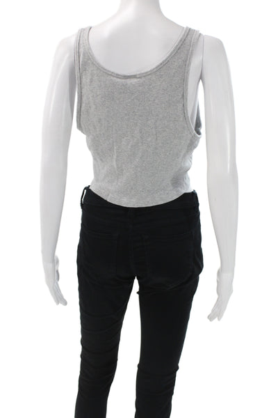 TNA Women Cropped Sleeveless Tank Gray Cotton Blend 90s Size 2XL