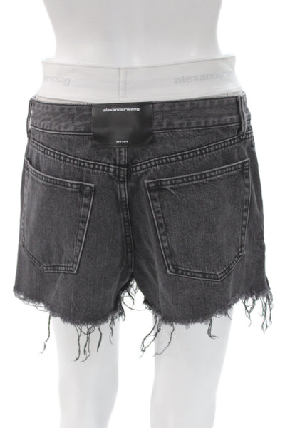 Alexander Wang Unisex Dark Gray Designer Cotton Button Shorts Size 27