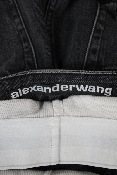 Alexander Wang Unisex Dark Gray Designer Cotton Button Shorts Size 27