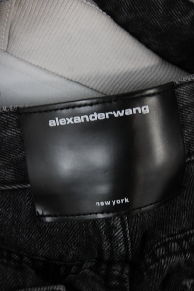 Alexander Wang Unisex Dark Gray Designer Cotton Button Shorts Size 27