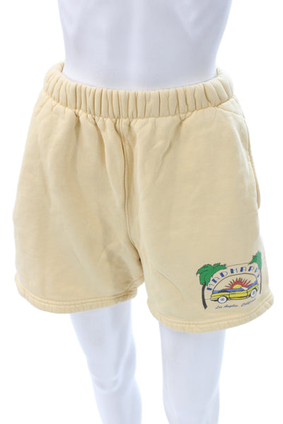 Madhappy Unisex Beige Graphic Cotton Sweat Shorts Beach Size M