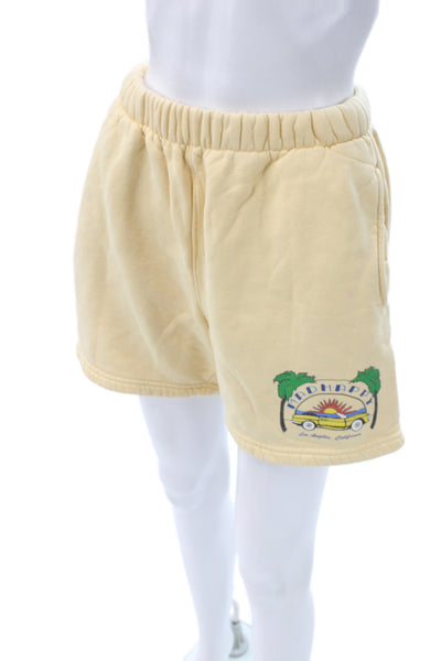Madhappy Unisex Beige Graphic Cotton Sweat Shorts Beach Size M