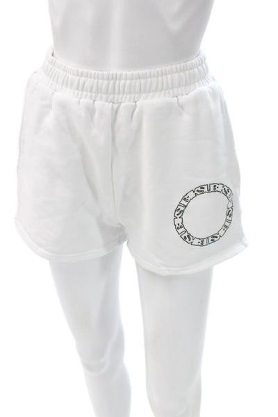 Ksubi Unisex Sweat Shorts White Cotton Graphic Designer Size S