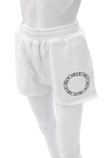 Ksubi Unisex Sweat Shorts White Cotton Graphic Designer Size S