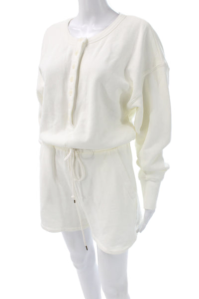 Citizens of Humanity Women Long Sleeve Cotton Jumpsuit White Size S