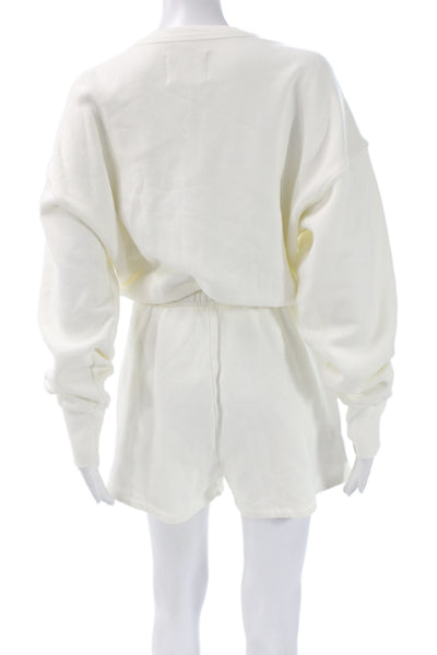 Citizens of Humanity Women Long Sleeve Cotton Jumpsuit White Size S