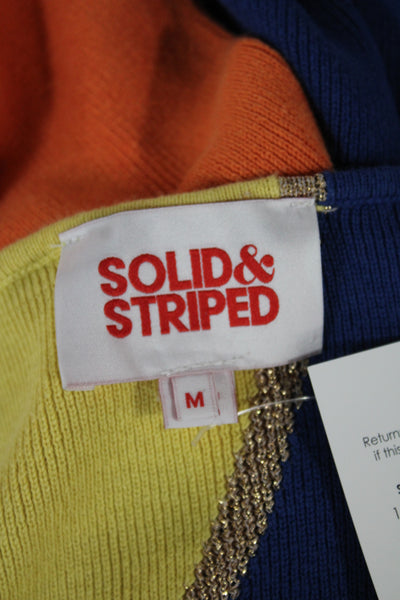 Solid & Striped Women Blue Geometric Bodycon Tank Dress Square Neck Size M