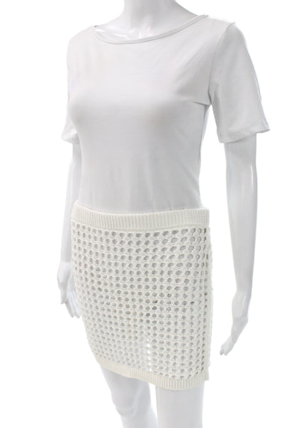 Solid & Striped Womens White Mini Skirt 77% Cotton 23% Polyester Size L