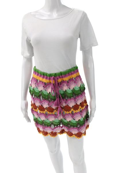 Farm Rio Womens Mini Skirt Green Cotton Acrylic Size M