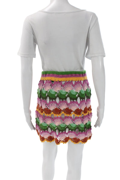 Farm Rio Womens Mini Skirt Green Cotton Acrylic Size M