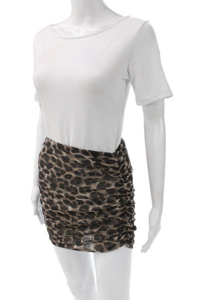 Zara Womens Bandage Mini Skirt Brown Animal Print Polyester Elastane Size M