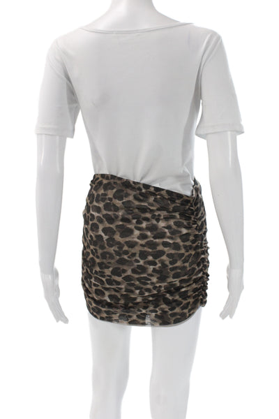 Zara Womens Bandage Mini Skirt Brown Animal Print Polyester Elastane Size M