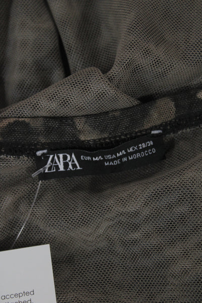 Zara Womens Bandage Mini Skirt Brown Animal Print Polyester Elastane Size M