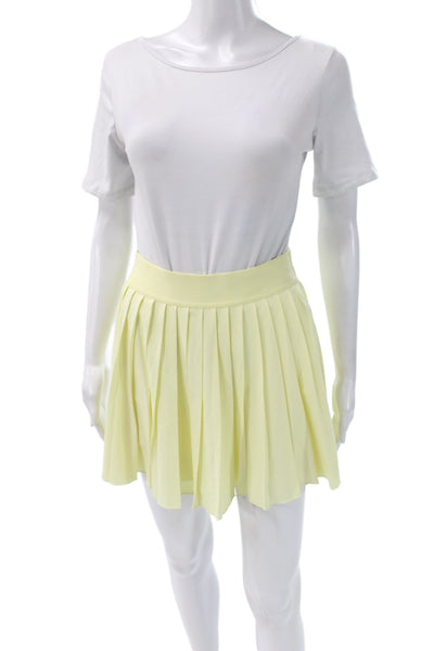 TNA Womens Mini Pleated Skater Skirt Yellow Size S