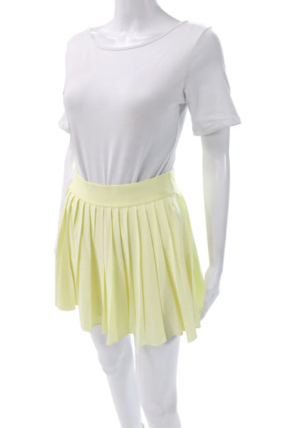 TNA Womens Mini Pleated Skater Skirt Yellow Size S