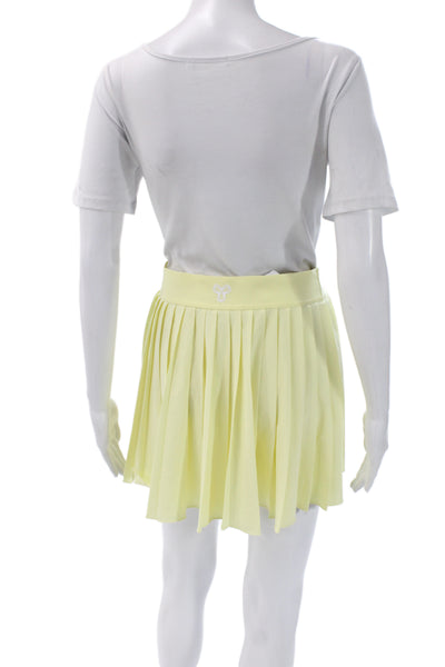 TNA Womens Mini Pleated Skater Skirt Yellow Size S