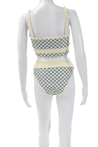 Beach Riot Women Bikini Set Beige Check Size M