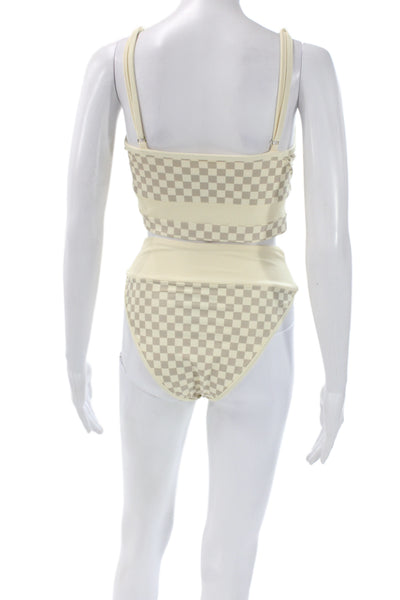 Beach Riot Womens Beige Check Swimwear Size L