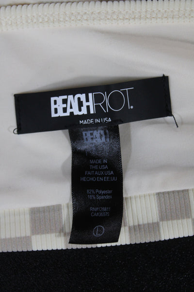 Beach Riot Womens Beige Check Swimwear Size L