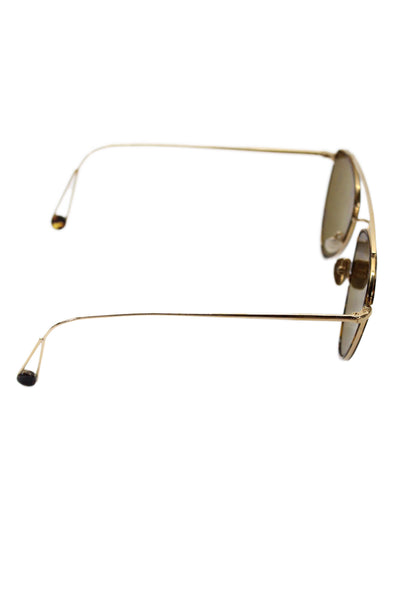 Ahlem Womens Gold Tone Brown Metal Rounded Sunglasses