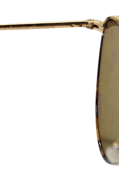 Ahlem Womens Gold Tone Brown Metal Rounded Sunglasses