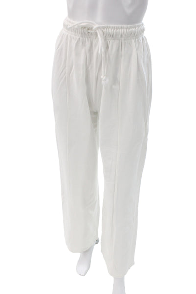 Zara Unisex Jogger Sweatpants White Cotton Drawstring Size S