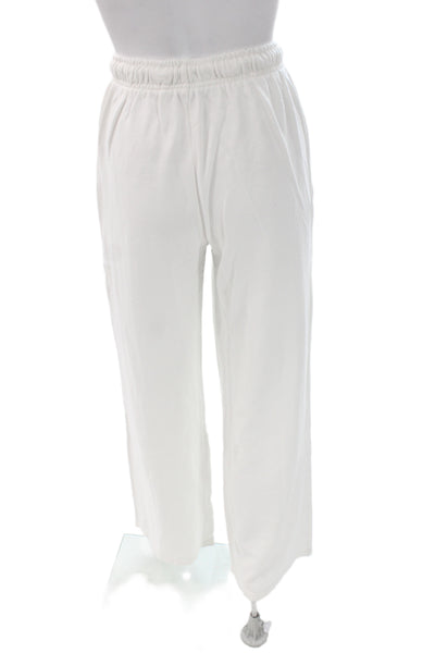 Zara Unisex Jogger Sweatpants White Cotton Drawstring Size S