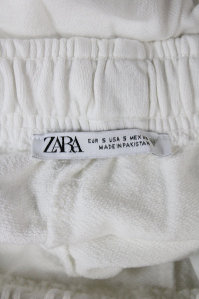 Zara Unisex Jogger Sweatpants White Cotton Drawstring Size S