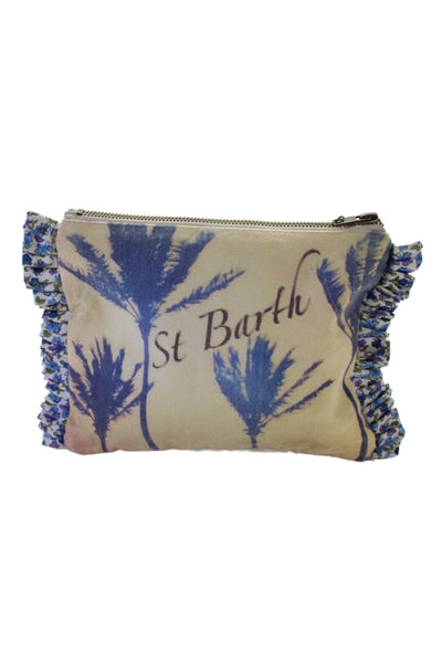 Alexandra De Haenen For Poupette St. Barth Womens Logo Pouch Handbag White