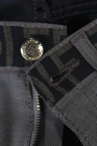 Fendi Mens Cropped Ankle Beige Pants Button Closure Designer Size IT 43