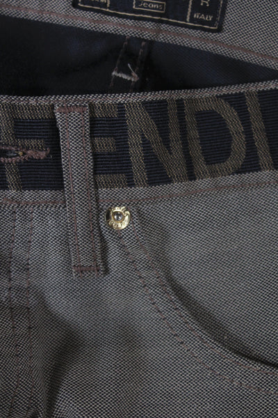 Fendi Mens Cropped Ankle Beige Pants Button Closure Designer Size IT 43
