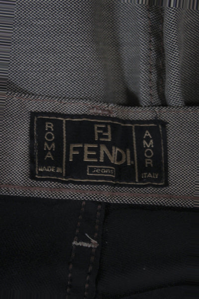 Fendi Mens Cropped Ankle Beige Pants Button Closure Designer Size IT 43
