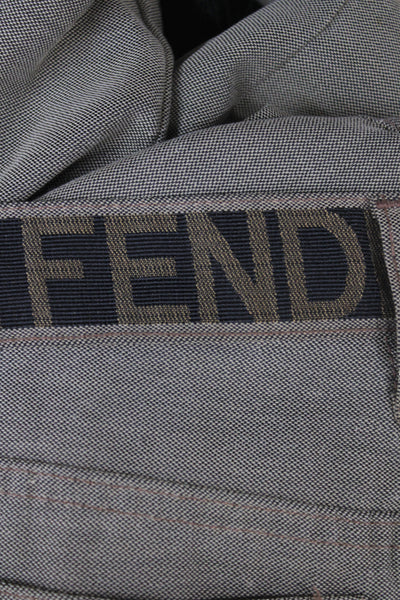Fendi Mens Cropped Ankle Beige Pants Button Closure Designer Size IT 43