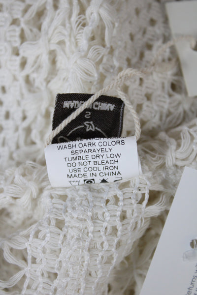 Blanco Women Crochet Cotton Cargo Pants White Beach Drawstring Size S