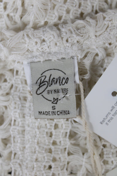 Blanco Women Crochet Cotton Cargo Pants White Beach Drawstring Size S