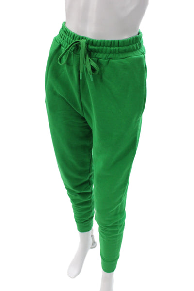 Zara Unisex Jogger Sweatpants Green Drawstring Cotton Polyester Size S