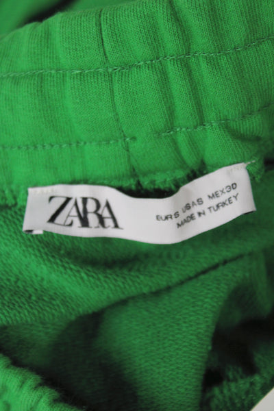 Zara Unisex Jogger Sweatpants Green Drawstring Cotton Polyester Size S