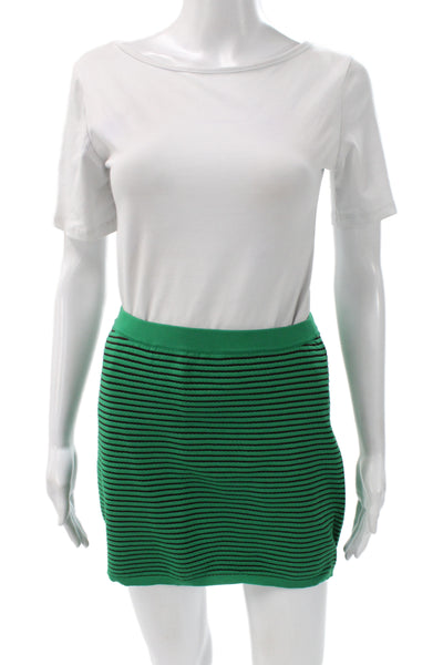 Tropic Of C Womens Mini Pencil Skirt Green Striped 100% Recycled Nylon Size M