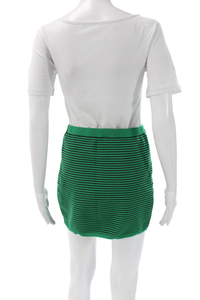 Tropic Of C Womens Mini Pencil Skirt Green Striped 100% Recycled Nylon Size M
