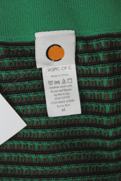 Tropic Of C Womens Mini Pencil Skirt Green Striped 100% Recycled Nylon Size M