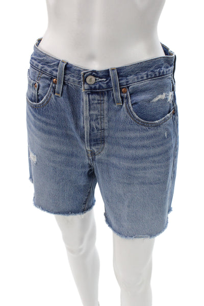 Levis Mens Bermuda Cotton Shorts Blue Solid Size 27