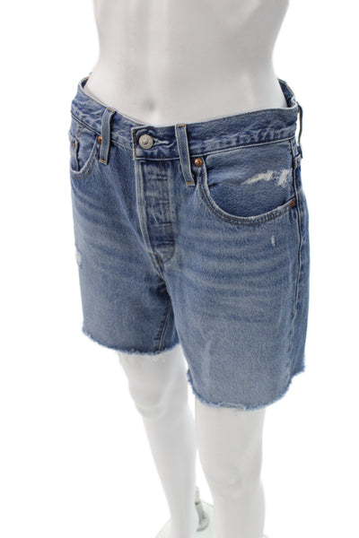 Levis Mens Bermuda Cotton Shorts Blue Solid Size 27
