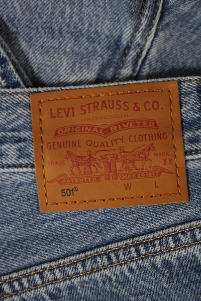 Levis Mens Bermuda Cotton Shorts Blue Solid Size 27