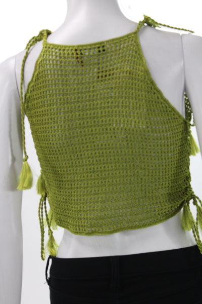 My Beachy Side Womens Cropped Tank High Neck Green Size XS