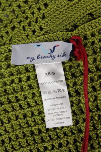 My Beachy Side Womens Cropped Tank High Neck Green Size XS