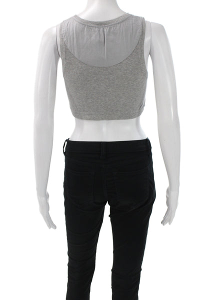 Loewe Womens Cropped Tank Gray Cotton Round Neck Sleeveless Designer Size S