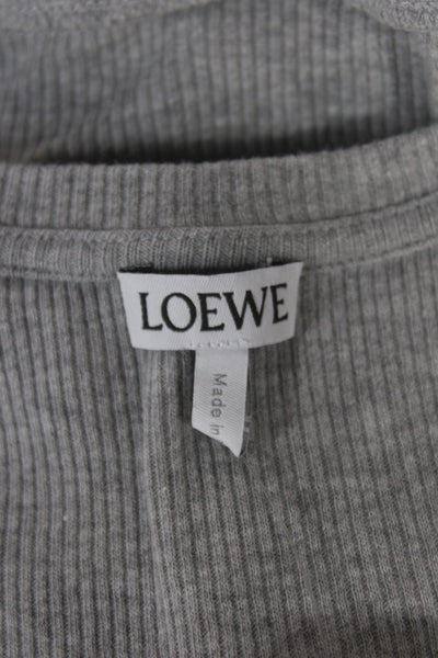 Loewe Womens Cropped Tank Gray Cotton Round Neck Sleeveless Designer Size S