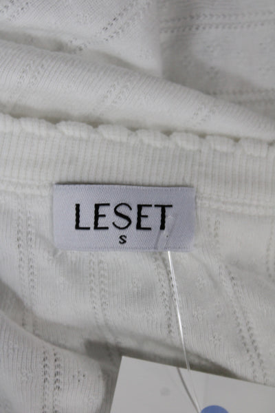 Leset Women Sleeveless Cropped Camisole White Cotton Square Neck 90s Size S