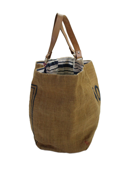 Star Mela Womens Double Handle Open Top No. 496 Large Woven Tote Handbag Brown